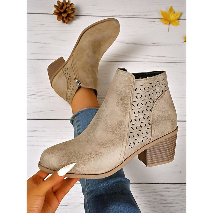 Rolvena | Damen Stiefeletten Blockabsatz Cutout - Image 8