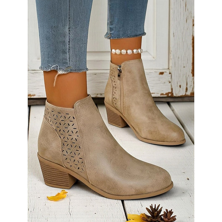Rolvena | Damen Stiefeletten Blockabsatz Cutout - Image 9