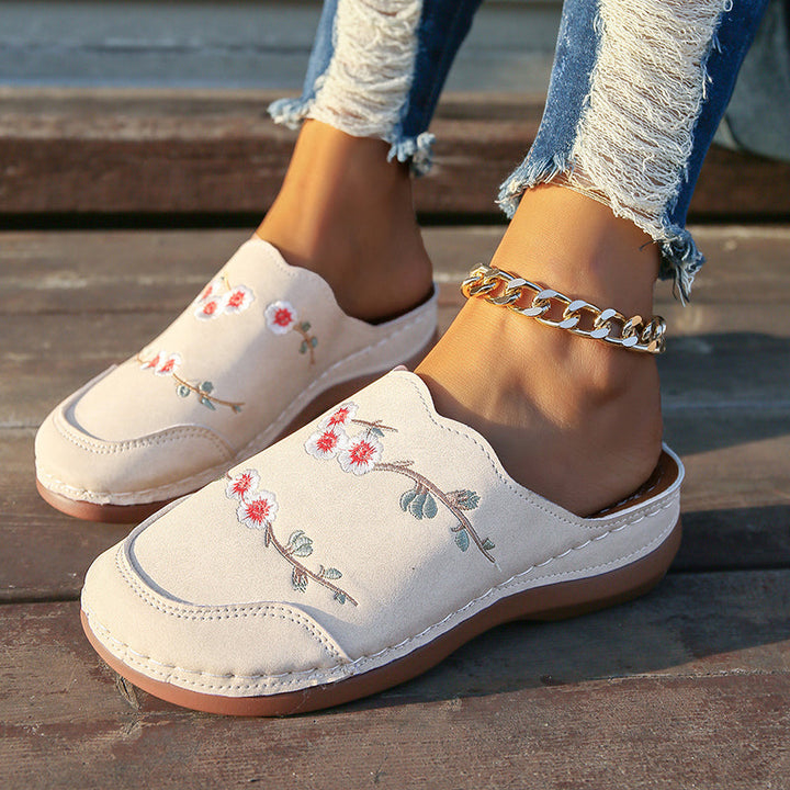 Rolvike | Damen Hausschuhe Bestickter Schlupfschuh - Brown - Image 11