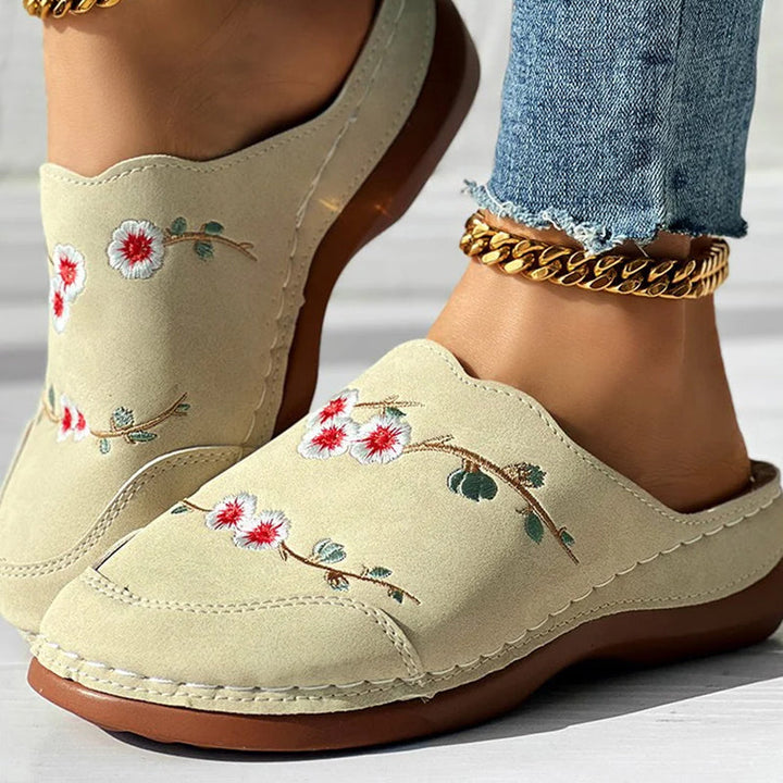 Rolvike | Damen Hausschuhe Bestickter Schlupfschuh - Brown - Image 13