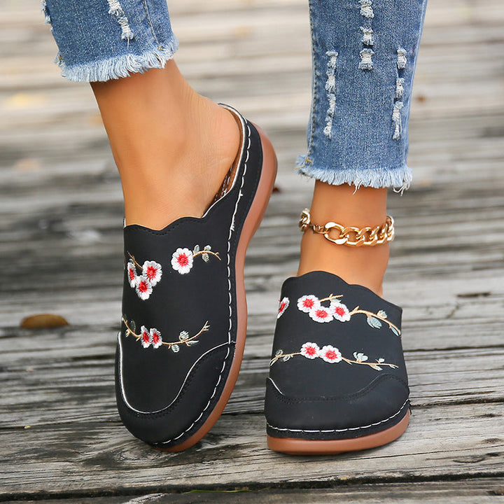 Rolvike | Damen Hausschuhe Bestickter Schlupfschuh - Brown - Image 17