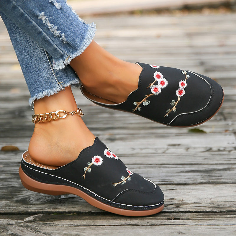 Rolvike | Damen Hausschuhe Bestickter Schlupfschuh - Brown - Image 18
