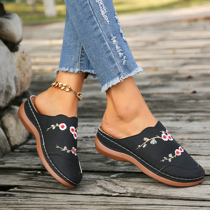 Rolvike | Damen Hausschuhe Bestickter Schlupfschuh - Brown - Image 19