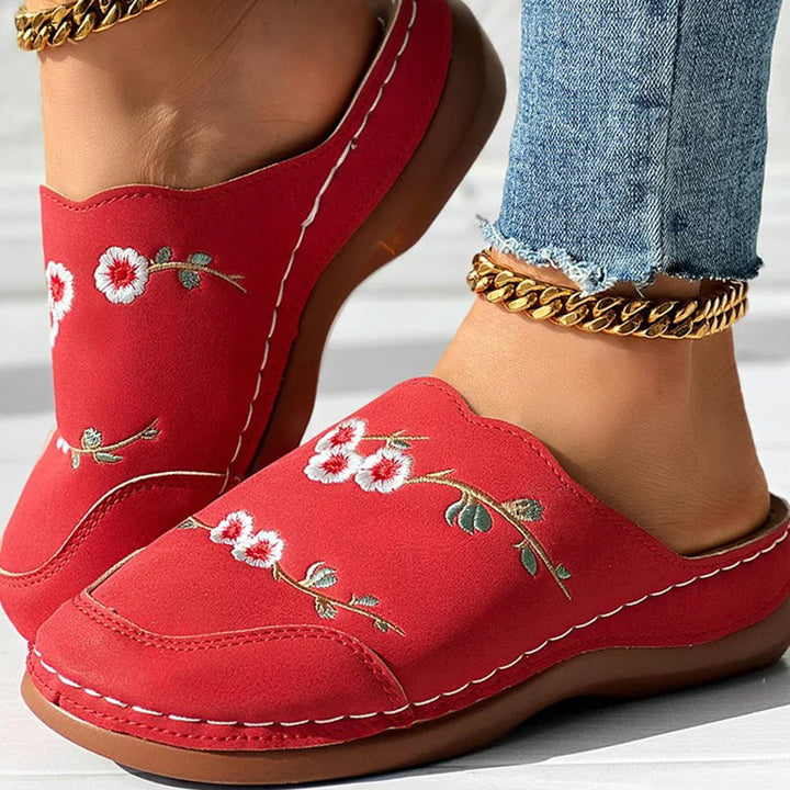 Rolvike | Damen Hausschuhe Bestickter Schlupfschuh - Brown - Image 21