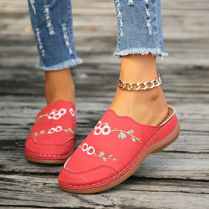Rolvike | Damen Hausschuhe Bestickter Schlupfschuh - Brown - Image 22
