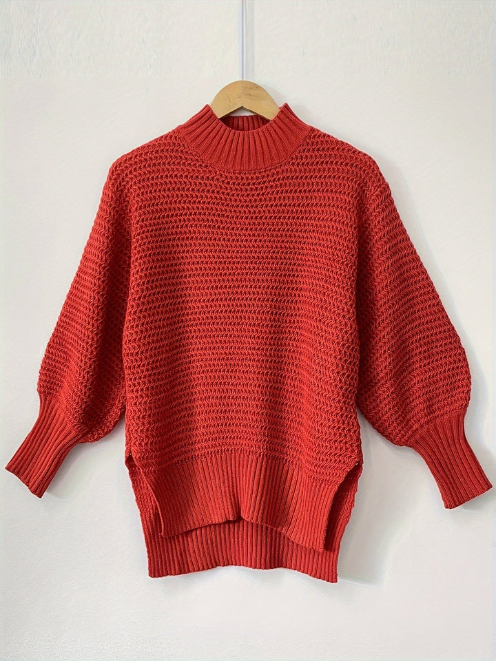 Rolvina | Damen Oversized Strickpullover Grober Strick - Red - Image 3