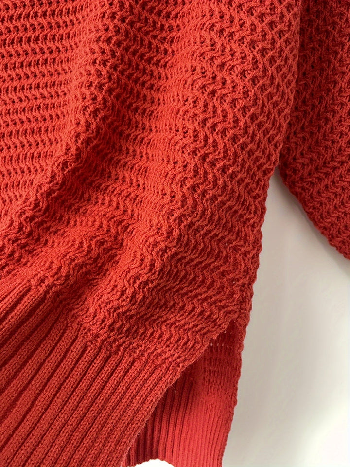 Rolvina | Damen Oversized Strickpullover Grober Strick - Red - Image 5