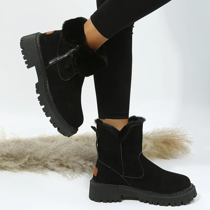 Rolvinde | Damen Gefütterte Winterstiefel mit Kunstfellrand - Beige - Image 5