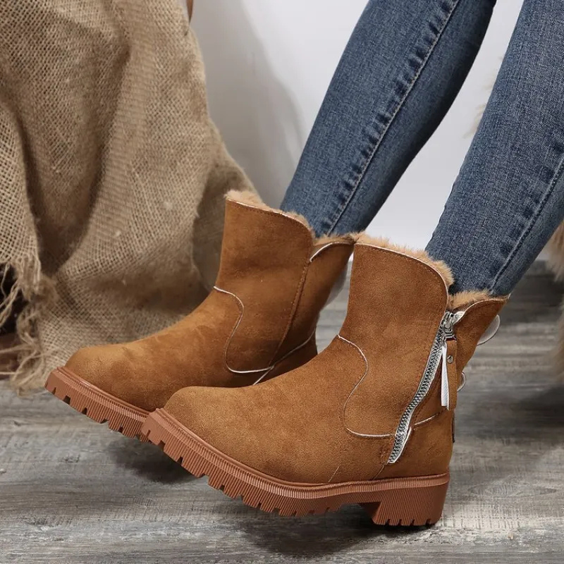 Rolvinde | Damen Gefütterte Winterstiefel mit Kunstfellrand - Beige - Image 6