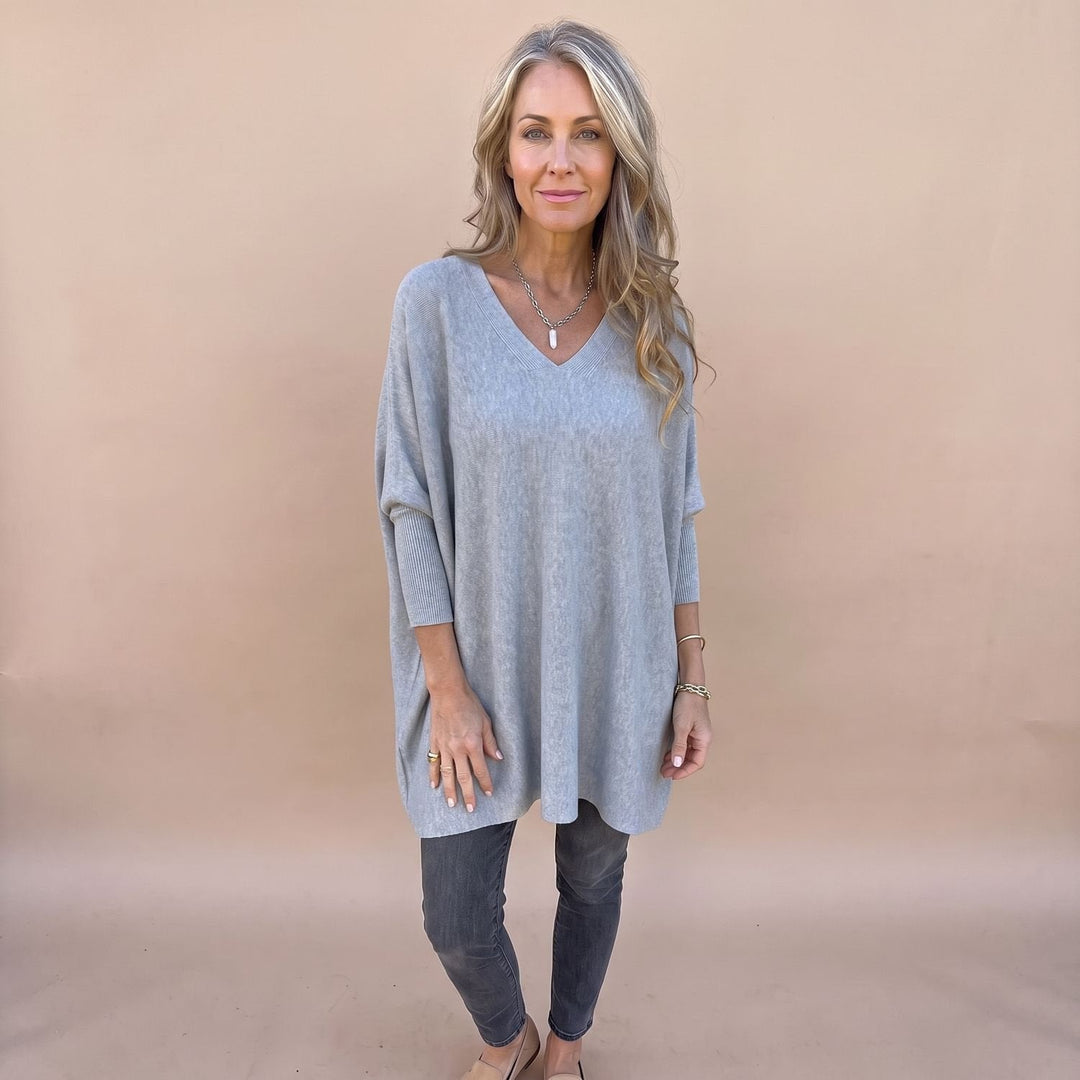 Rolvinde | Damen Oversize Strickpullover Tunika - Mustard - Image 6