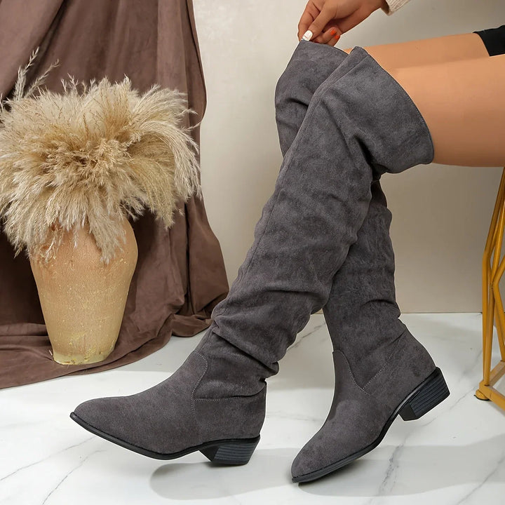 Rolvindra | Damen Overknee Winterstiefel - Black - Image 2