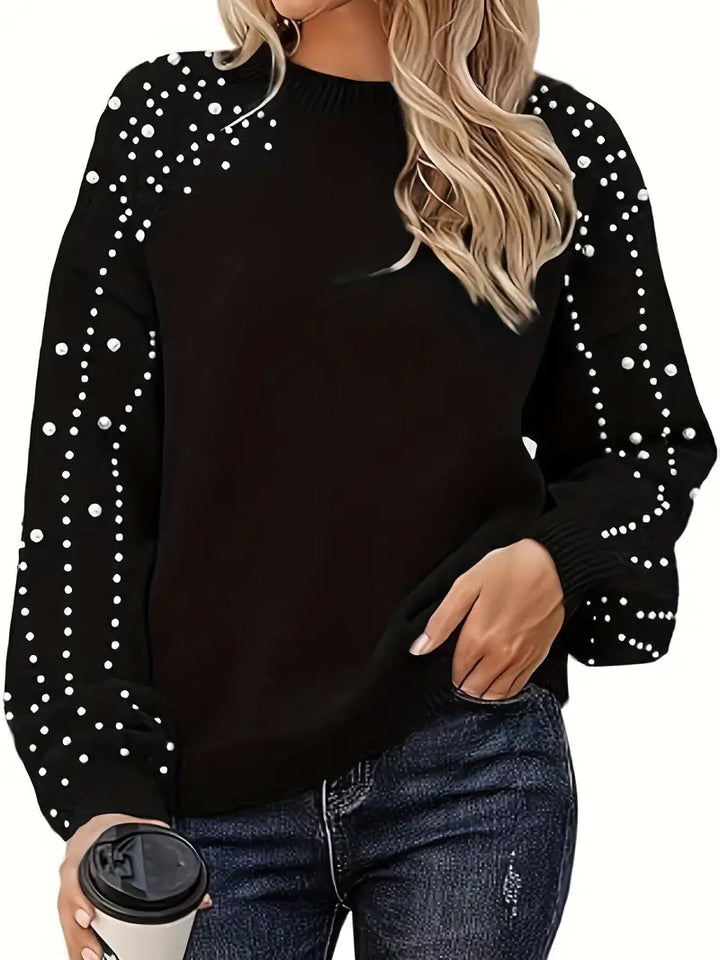 Rovena | Damen Pullover mit Perlen Langarm - Red - Image 2