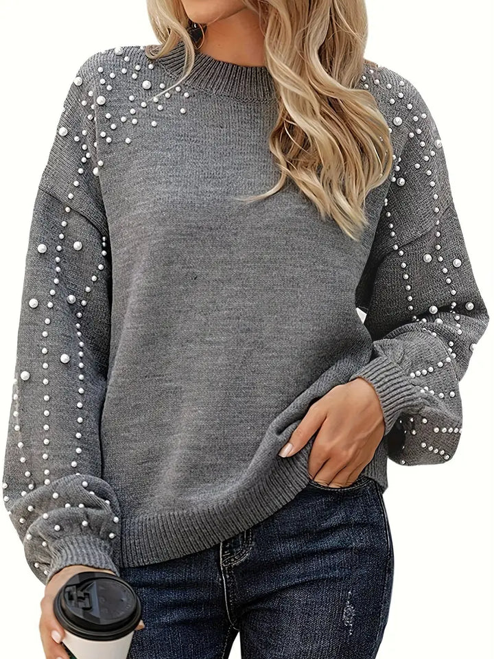 Rovena | Damen Pullover mit Perlen Langarm - Red - Image 3