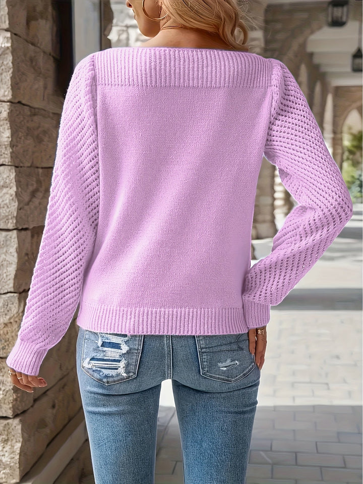 Rovhild | Damen Strickpullover mit Lochmuster-Ärmeln - Image 9