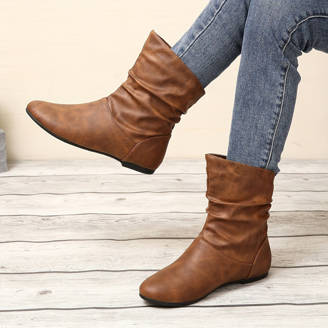 Runika | Damen Schlupfstiefel Flach - Brown - Image 2