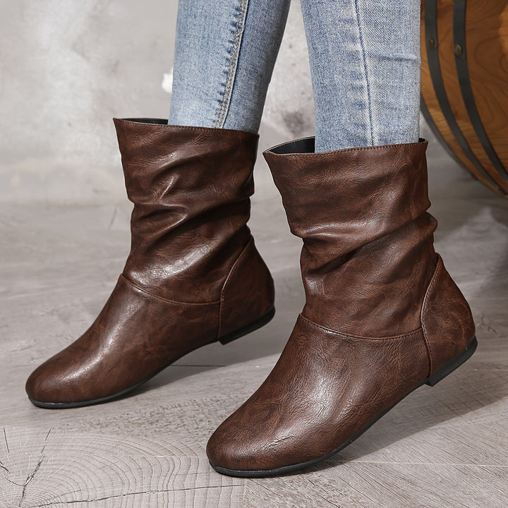 Runika | Damen Schlupfstiefel Flach - Brown - Image 8