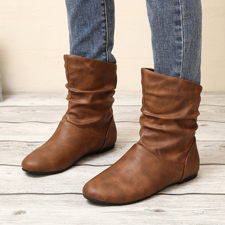 Runika | Damen Schlupfstiefel Flach - Brown - Image 9