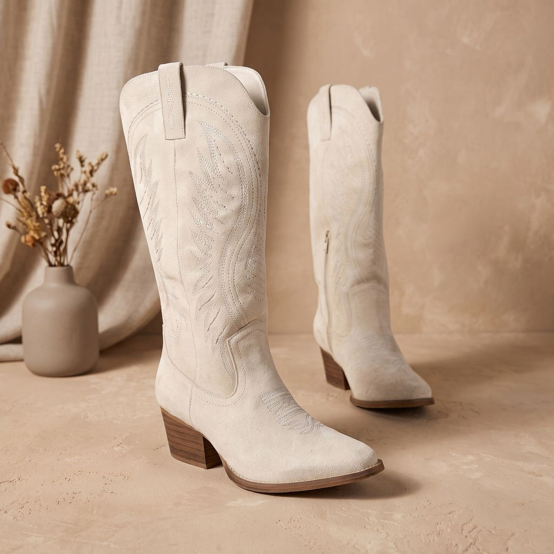 Selvinde | Damen Kniehohe Stiefel Western Blockabsatz - Image 2