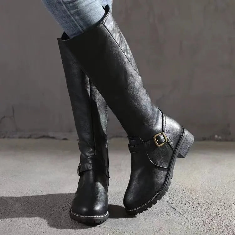 Selvona | Damen Kniehohe Stiefel Blockabsatz - Image 1