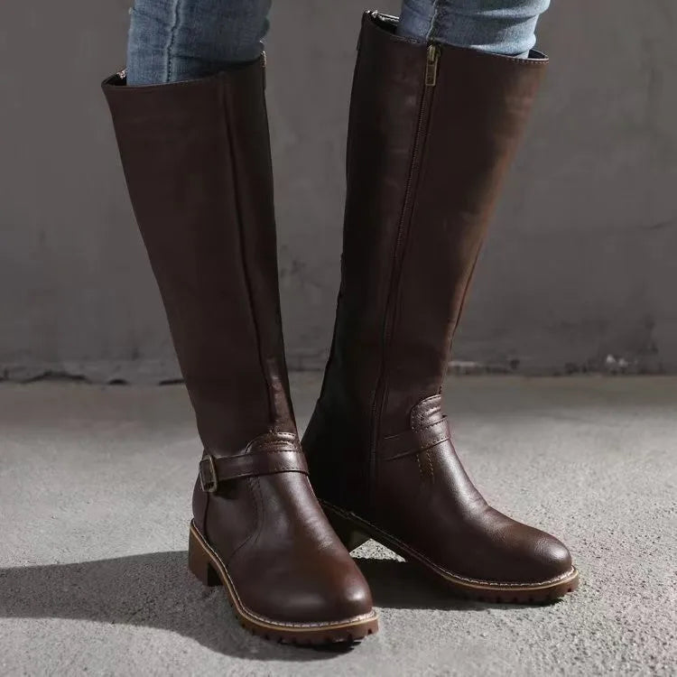 Selvona | Damen Kniehohe Stiefel Blockabsatz - Image 2