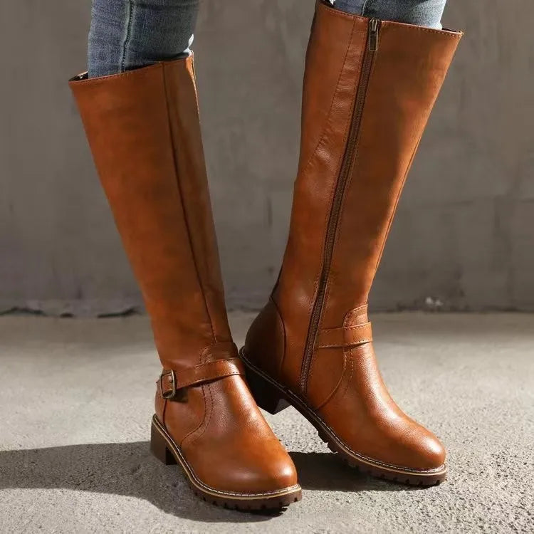 Selvona | Damen Kniehohe Stiefel Blockabsatz - Image 4