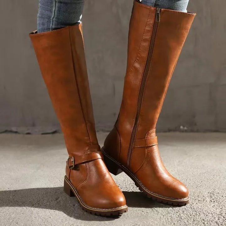 Selvona | Damen Kniehohe Stiefel Blockabsatz - Image 4