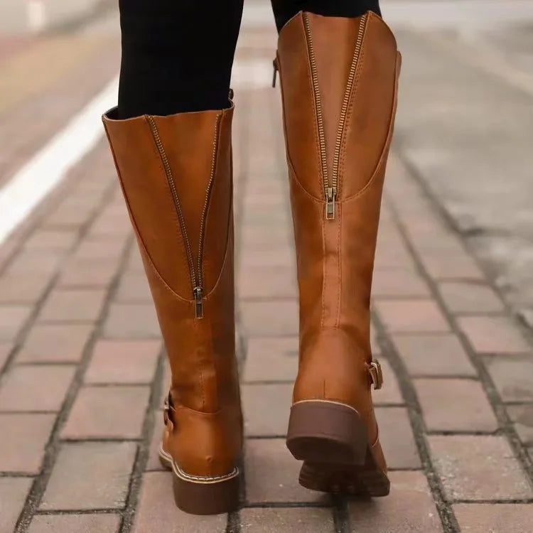 Selvona | Damen Kniehohe Stiefel Blockabsatz - Image 6