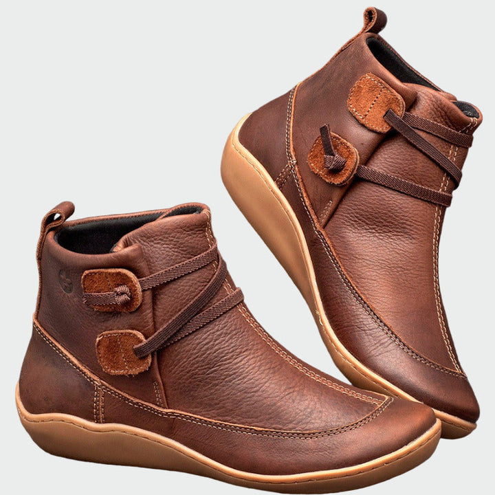 Selvorn | Damen Stiefeletten Leder Knöchelboots - Brown - Image 1