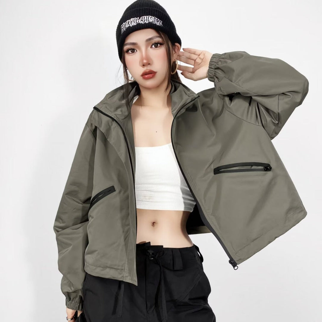 Selvra | Damen Regenjacke mit Kapuze Kurz - Dark Grey - Image 3