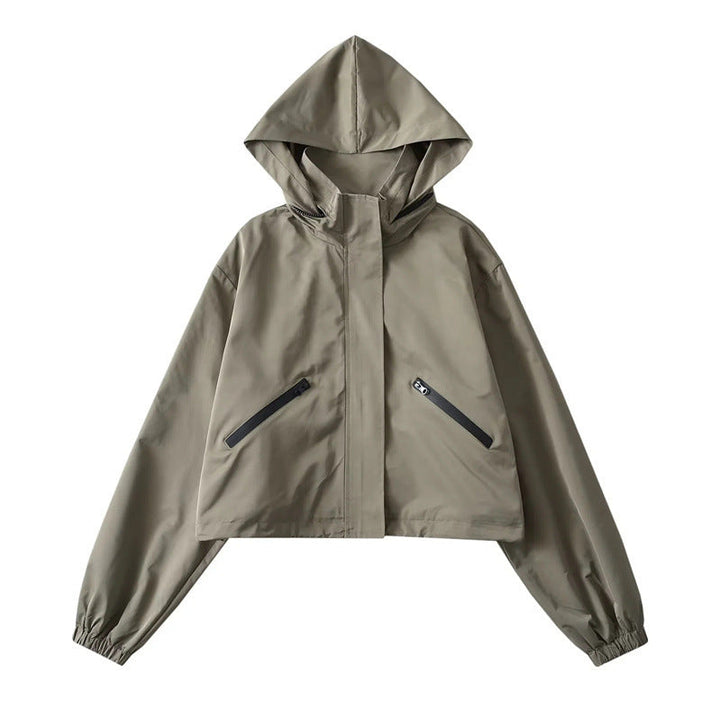 Selvra | Damen Regenjacke mit Kapuze Kurz - Dark Grey - Image 6