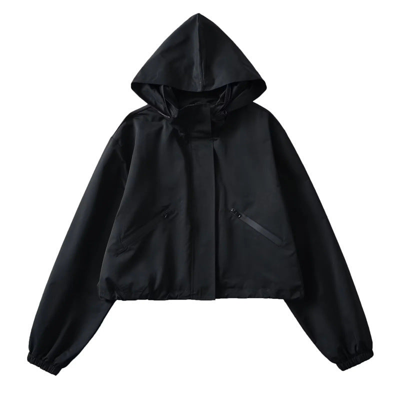 Selvra | Damen Regenjacke mit Kapuze Kurz - Dark Grey - Image 7