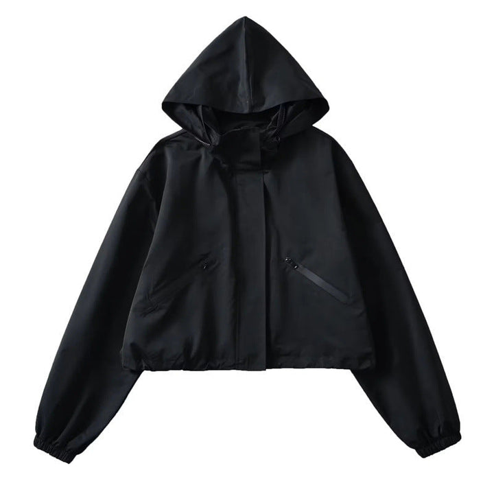 Selvra | Damen Regenjacke mit Kapuze Kurz - Dark Grey - Image 7