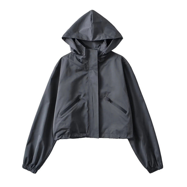 Selvra | Damen Regenjacke mit Kapuze Kurz - Dark Grey - Image 8