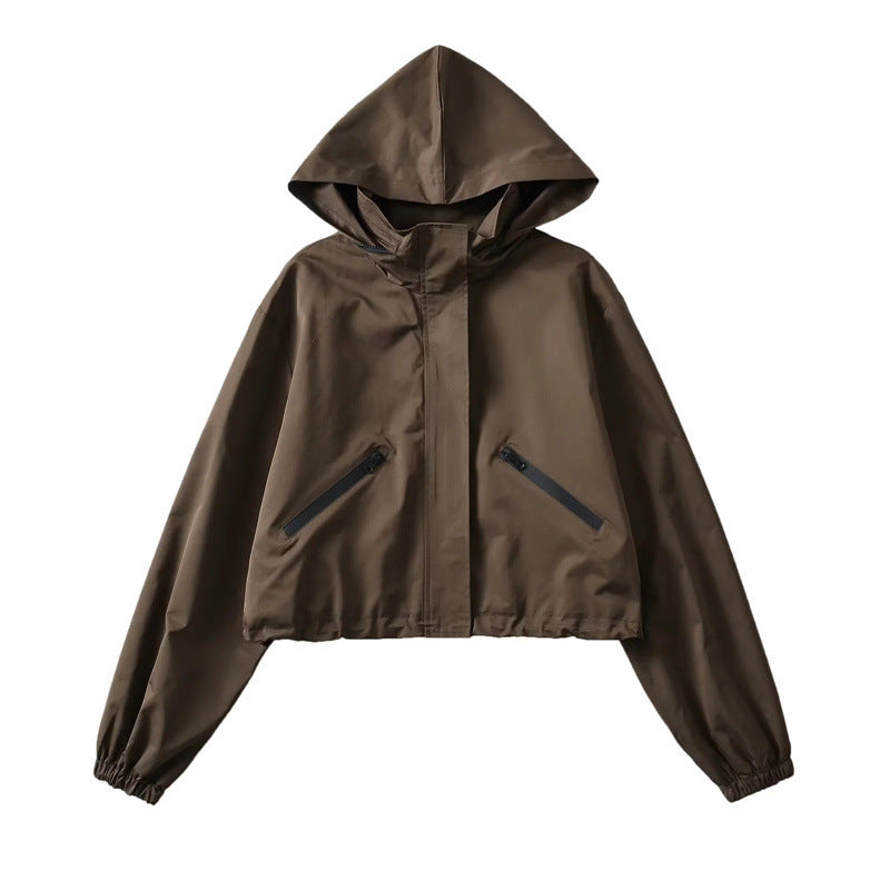 Selvra | Damen Regenjacke mit Kapuze Kurz - Dark Grey - Image 9