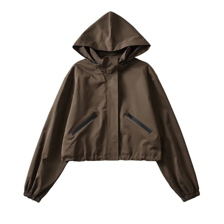 Selvra | Damen Regenjacke mit Kapuze Kurz - Dark Grey - Image 9