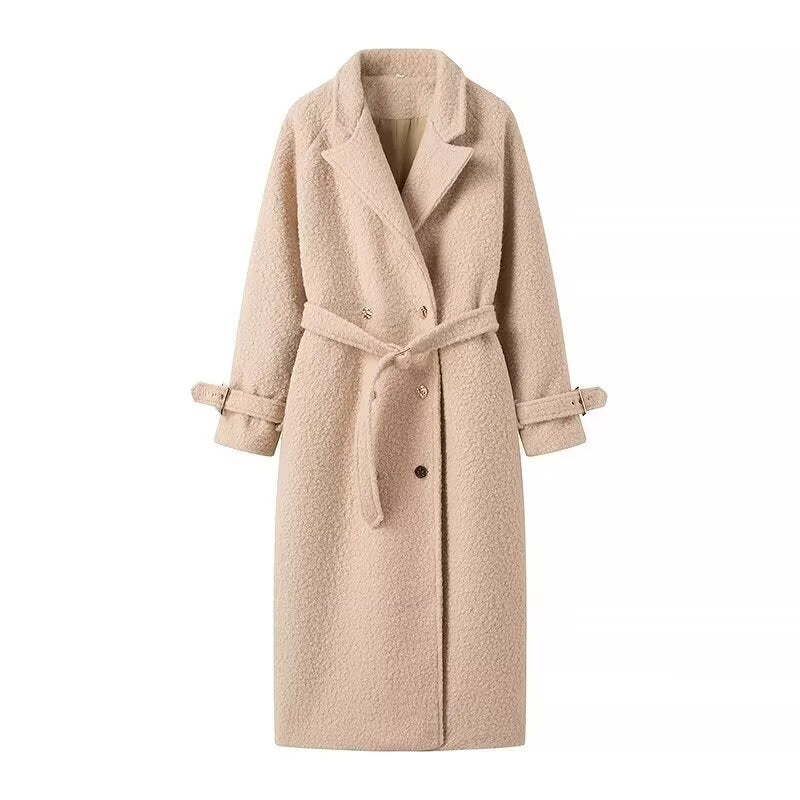 Selvwyn | Damen Langer Teddymantel mit Bindegürtel - Beige - Image 1