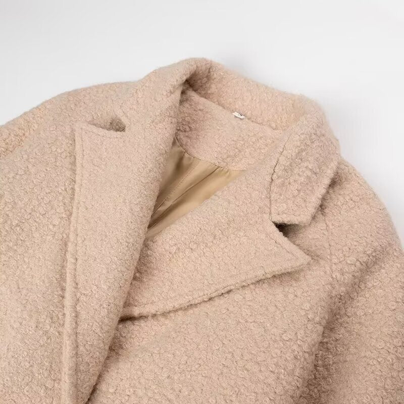 Selvwyn | Damen Langer Teddymantel mit Bindegürtel - Beige - Image 4