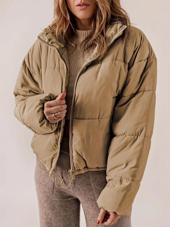 Solvaine | Damen Winterjacke Kurz Gesteppt Oversize - Black - Image 2