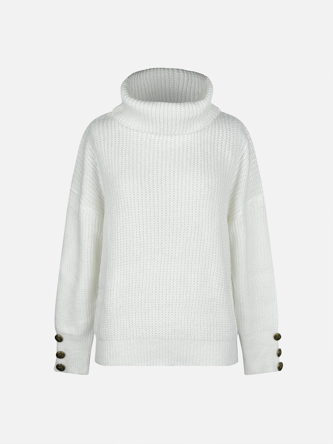 Solvane | Damen Rollkragenpullover Grobstrick - White - Image 5