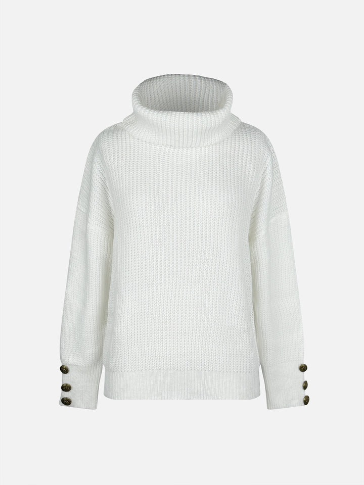 Solvane | Damen Rollkragenpullover Grobstrick - White - Image 5