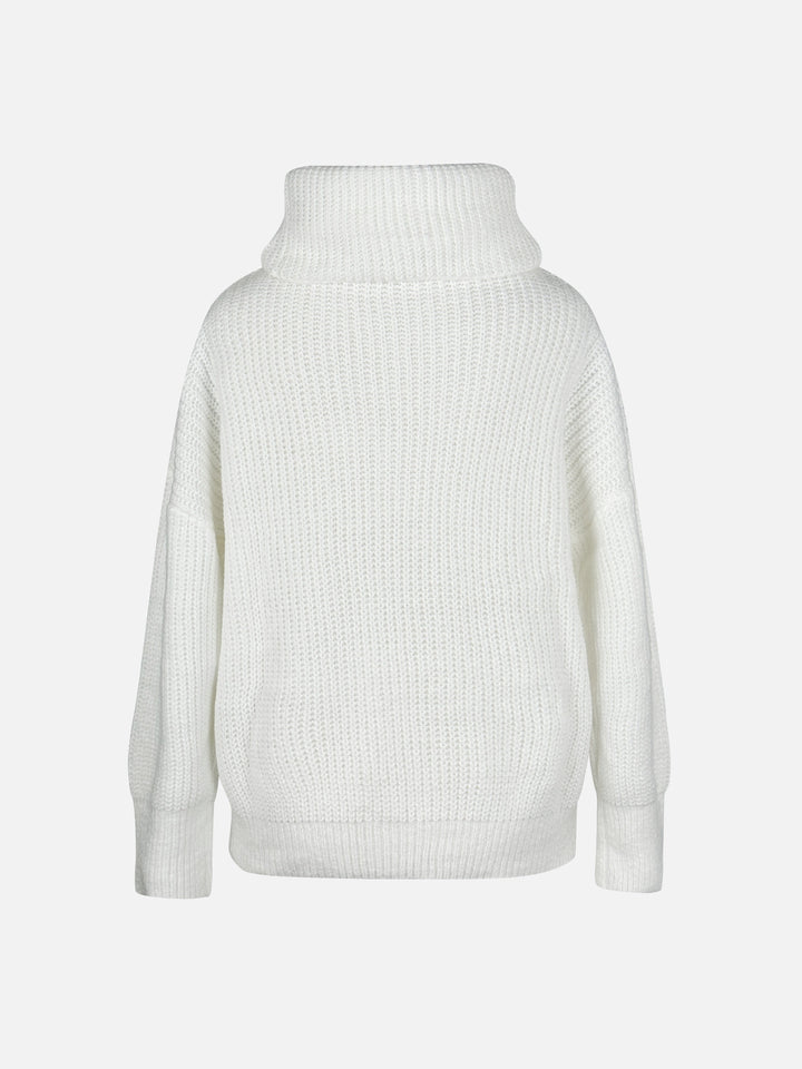 Solvane | Damen Rollkragenpullover Grobstrick - White - Image 6