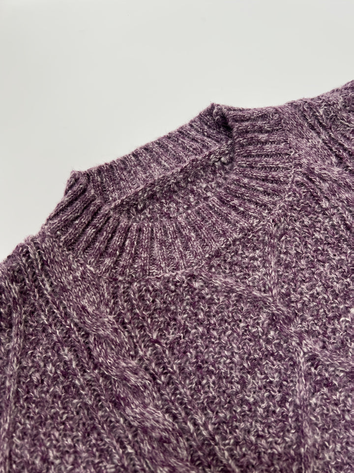 Solvane | Damen Strickkleid mit Zopfmuster - Purple - Image 5