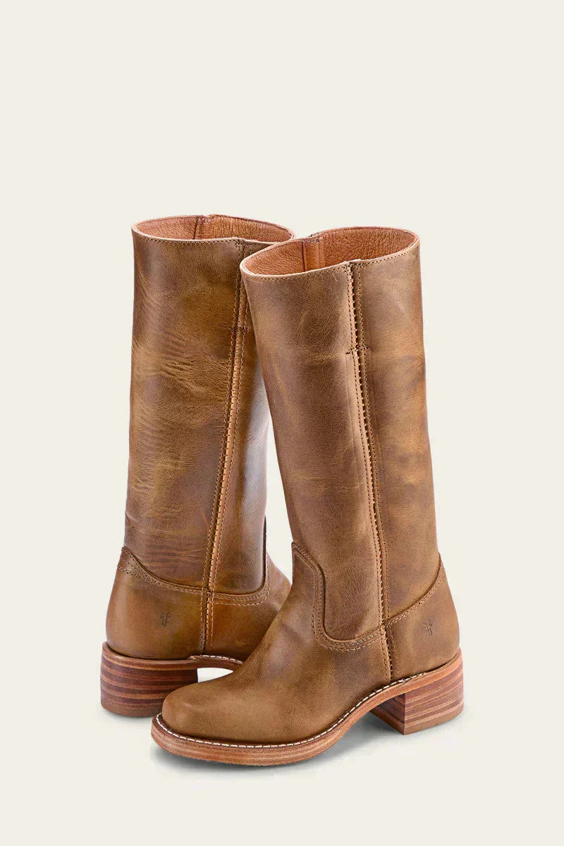 Solvara | Damen Kniehohe Stiefel Westernstil - Dark Brown - Image 5