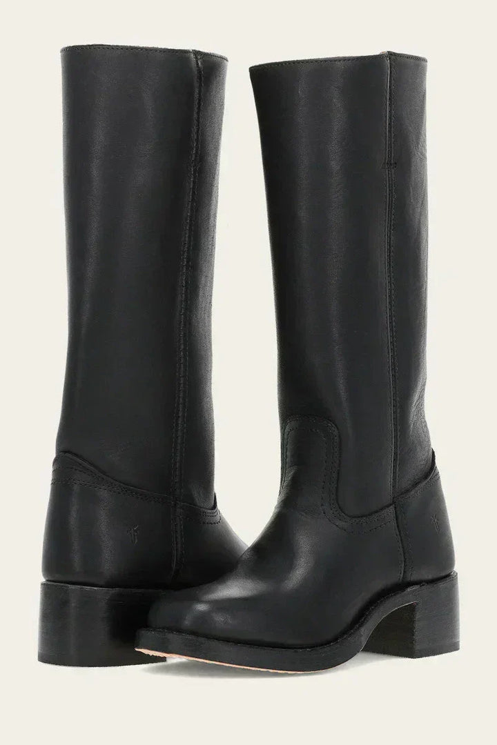 Solvara | Damen Kniehohe Stiefel Westernstil - Dark Brown - Image 6
