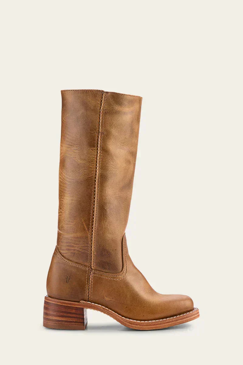 Solvara | Damen Kniehohe Stiefel Westernstil - Dark Brown - Image 8
