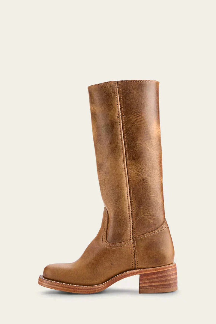 Solvara | Damen Kniehohe Stiefel Westernstil - Dark Brown - Image 9