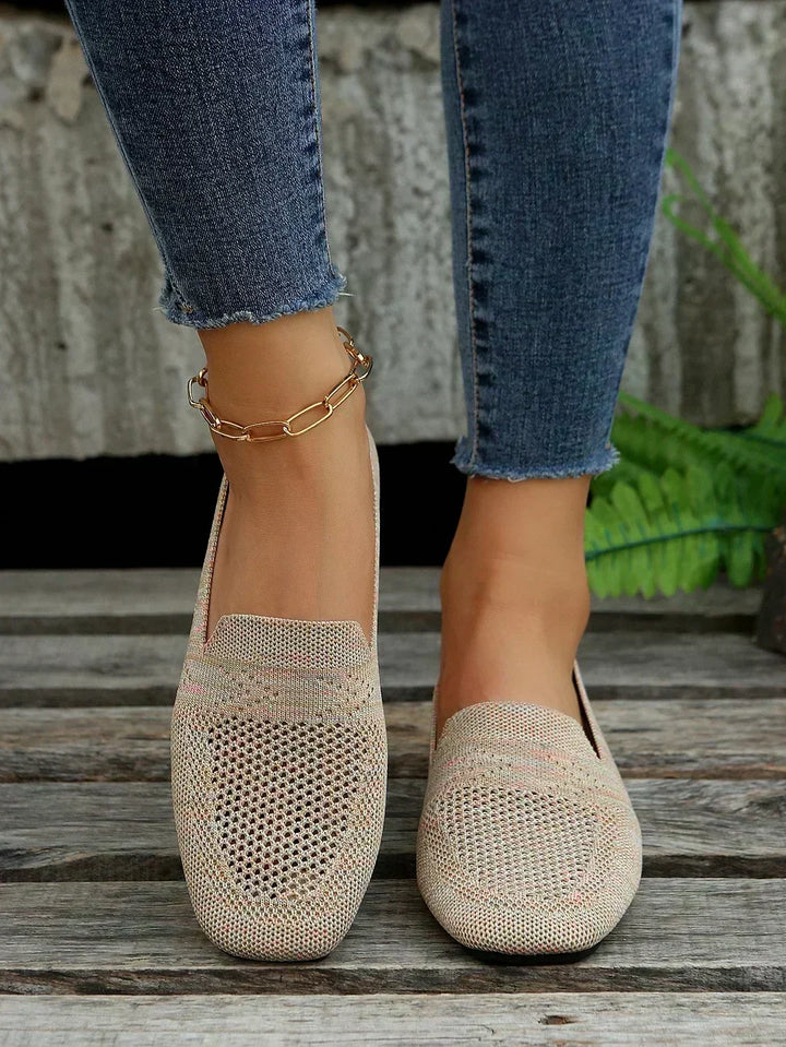 Solveika | Damen Loafer Slipper Flats Strick - Beige - Image 10