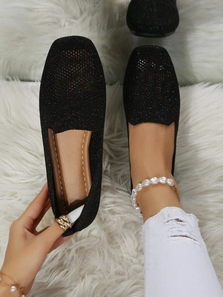 Solveika | Damen Loafer Slipper Flats Strick - Beige - Image 3