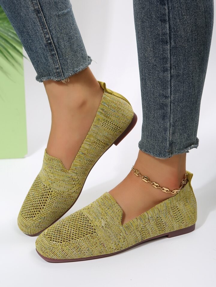 Solveika | Damen Loafer Slipper Flats Strick - Beige - Image 6
