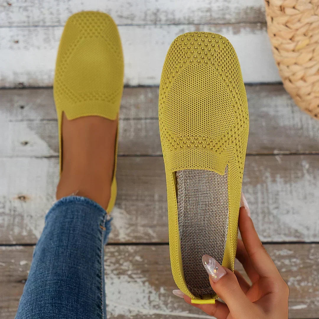 Solveika | Damen Loafer Slipper Flats Strick - Beige - Image 7